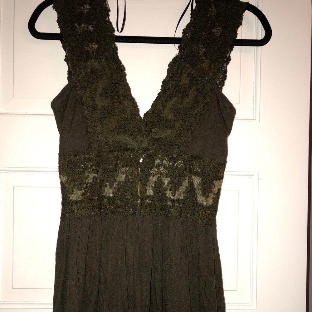 Olive Jersey & Lace Romper